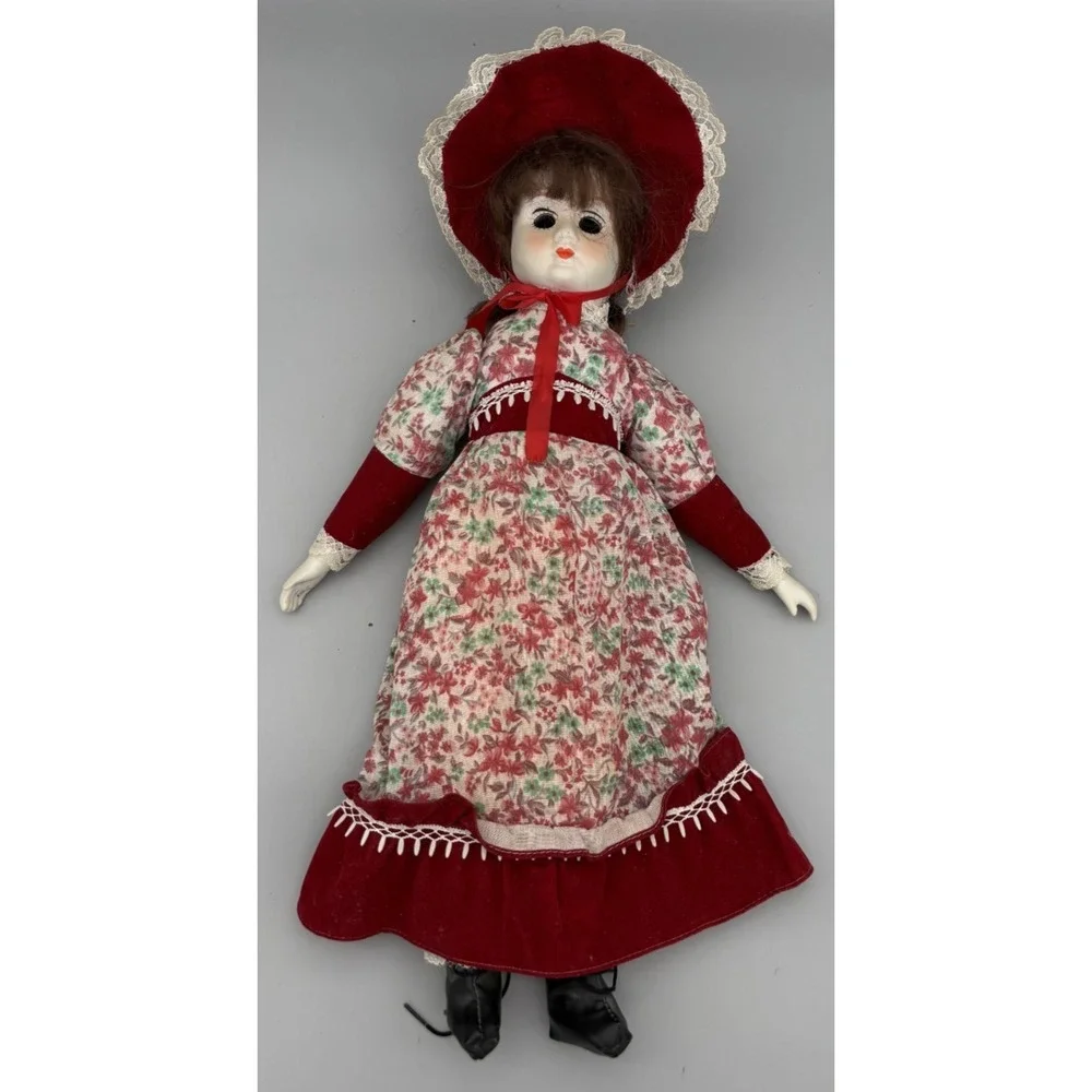 Vintage Creepy Bisque Porcelain Doll in‎ Dress 18